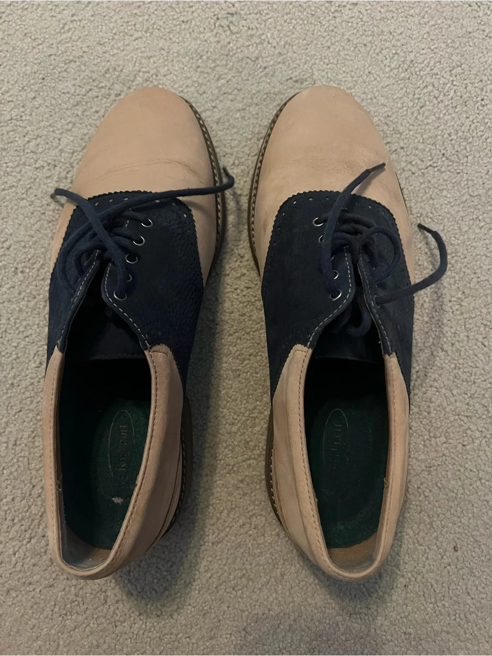Rockport Beige and Navy Two-Tone Lace-Up Derby M1282 9M